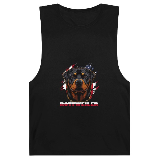 Patriotic Rottweiler Dog US American Flag Barnard Tanks