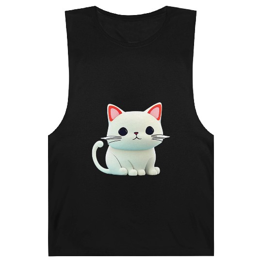 The Feline Fantasy A White Cat Chibi Design Barnard Tanks