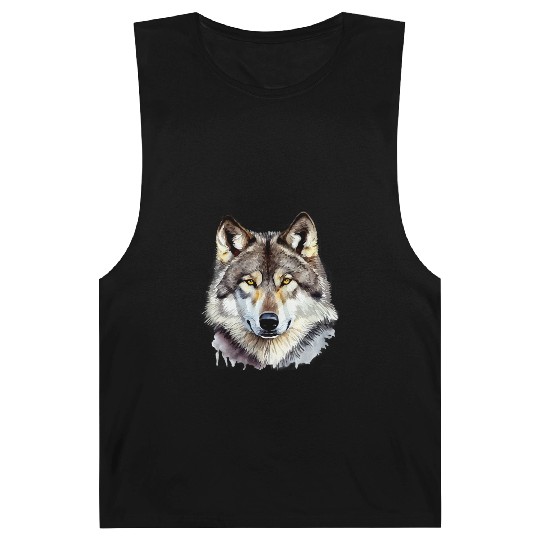 Watercolor Grey Wolf Portrait Barnard Tanks