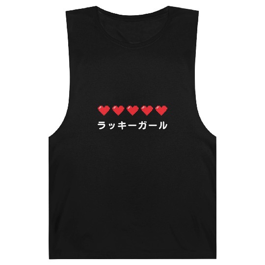 Lucky Girl Energy Japanese - Red Video Game Hearts Barnard Tanks
