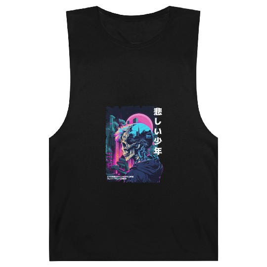 Edgy Gothic Skull Anime Sad Boy Japanese Futurism Barnard Tanks