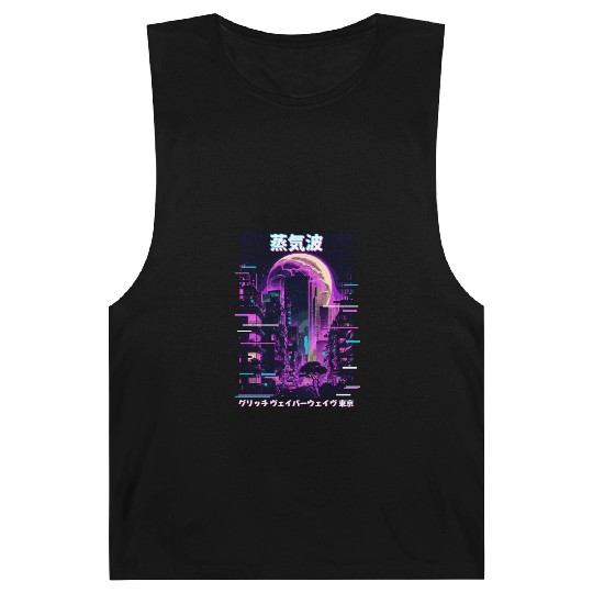 Anime Tokyo City Japanese Vaporwave Aesthetic Barnard Tanks