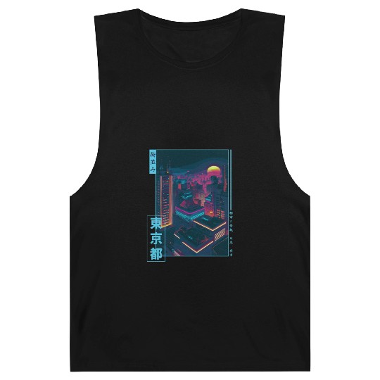 Retro Futurism Japanese Vaporwave City Tokyo Aesth Barnard Tanks