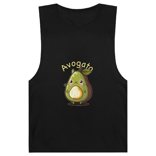 Cute Japanese Avogato Kawaii Anime Avocado Cat Barnard Tanks