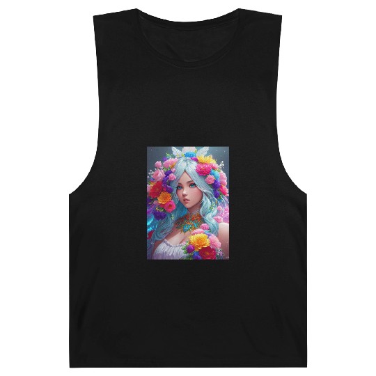 Spring Girl with a bouqet of flowers garland #20 Barnard Tanks