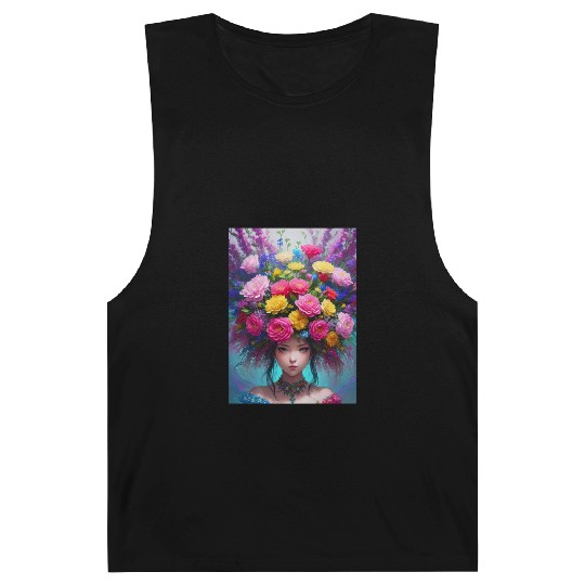 Spring Girl with a bouqet of flowers garland #24 Barnard Tanks