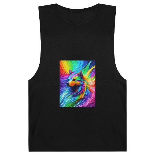 Labrador Retriever with rainbow splashes of colors Barnard Tanks