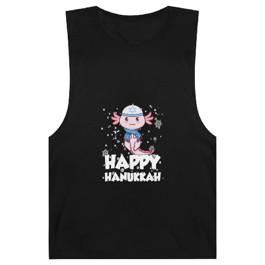 Happy Hanukkah Axolotl Kawaii Cute Axolotl Lover Barnard Tanks