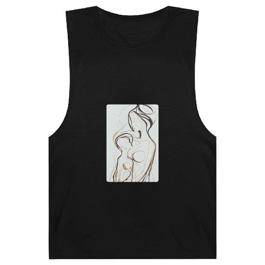 Black, Gold & White Abstract Mother & Daughter Barnard Tanks