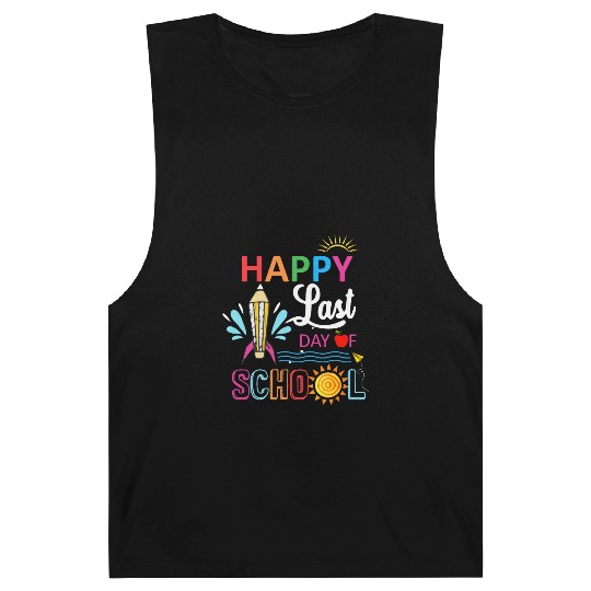 Happy Last Day Of School Teacher Boys Girls Kids Barnard Tanks