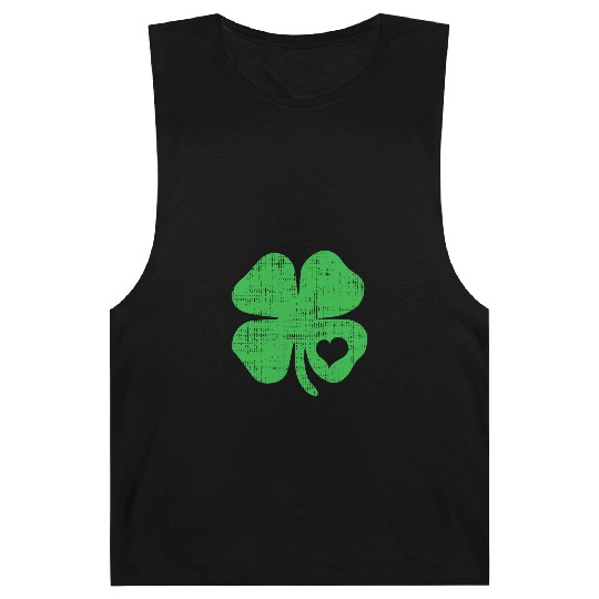 Green Four Leaf Clover Heart - St Patricks Day4 le Barnard Tanks