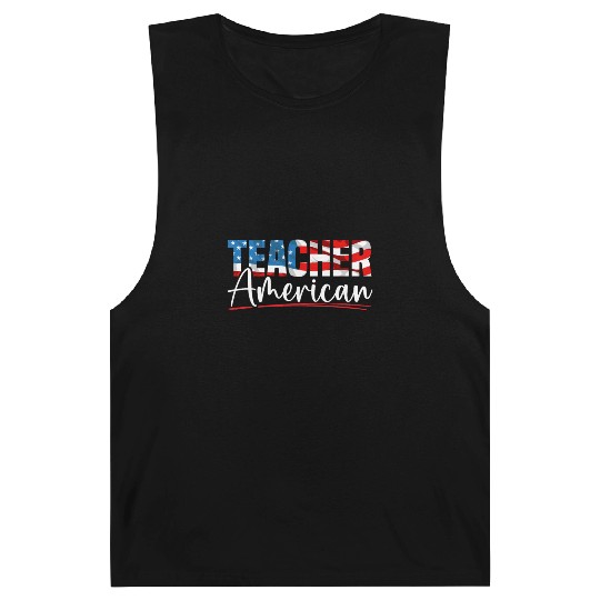 America USA Flag 4th Of July Teacher American Barnard Tanks