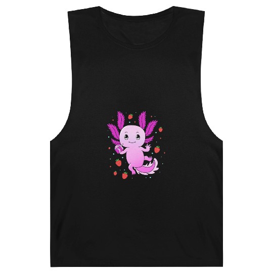 Pastel Gothic Aesthetic Axolotl Strawberry Milk Barnard Tanks