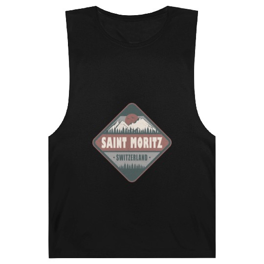 Saint Moritz Switzerland Vintage Hiking Design Barnard Tanks