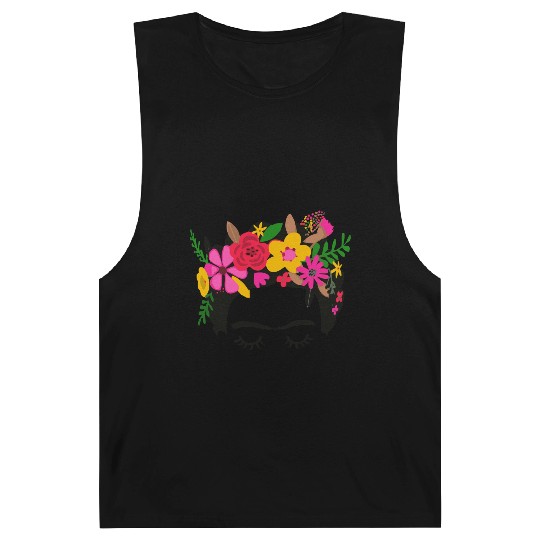 Frida Kahlo Illustration Floral Boho Style Mexican Barnard Tanks