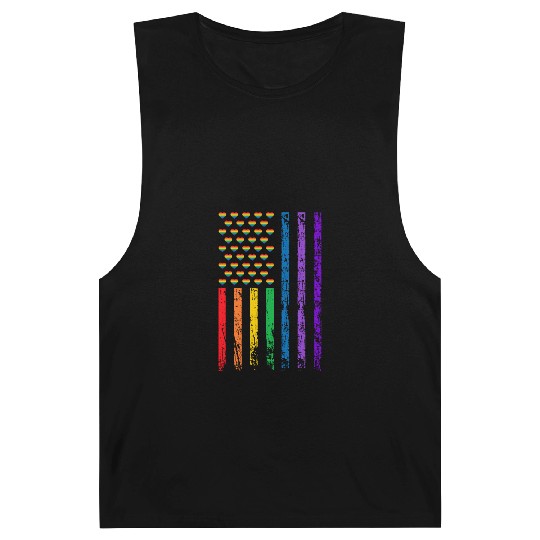 American Flag Rainbow Heart Decor LGBT Pride Month Barnard Tanks