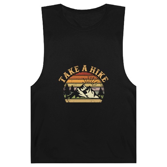 Take A Hike Retro Hiker Outdoors Camping Nature Barnard Tanks