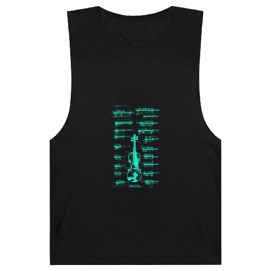 Teal Neon Da Vinci violin blueprint Barnard Tanks