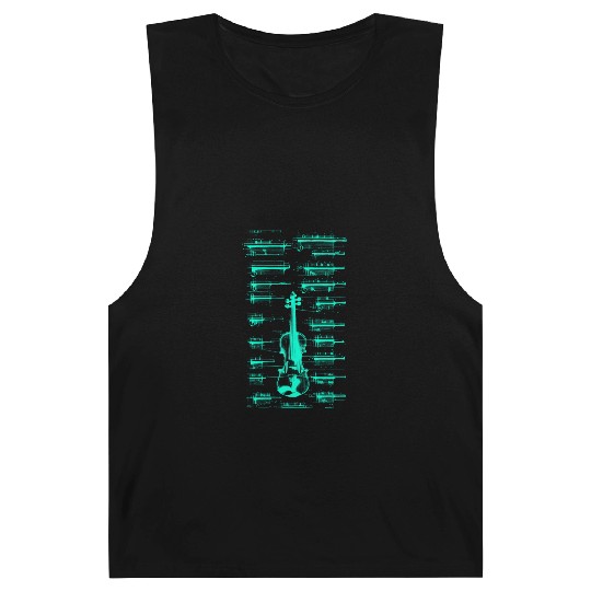 Teal Neon Da Vinci violin blueprint Barnard Tanks