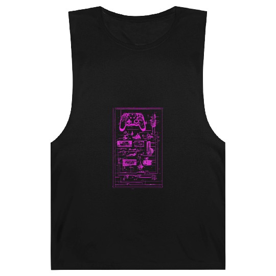 Neon Pink Video Game Controller Blueprint Barnard Tanks