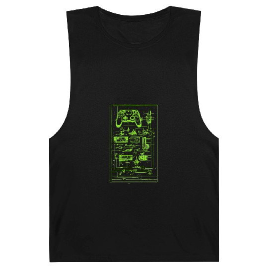 Neon Green Video Game Controller Blueprint Barnard Tanks