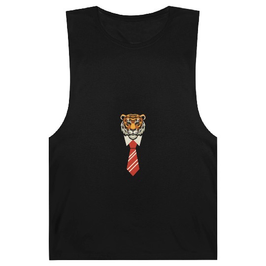 Orange Red Beige Colorful Tiger With Tie Barnard Tanks