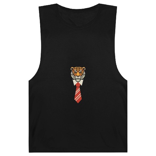 Orange Red Beige Colorful Tiger With Tie Barnard Tanks