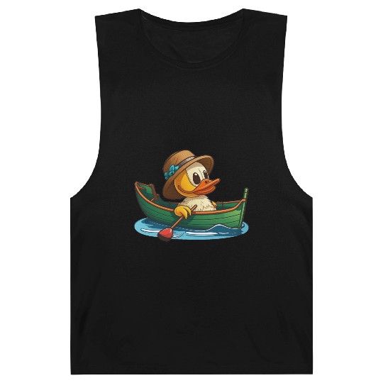 Cute duck in rowboat with summer hat and flower Barnard Tanks