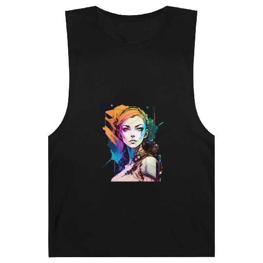 Glitch in the System A Cyberpunk Girl Illustrated Barnard Tanks