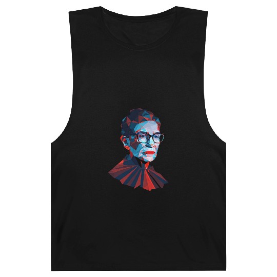 Ruth Bader Ginsburg low polygon design red blue Barnard Tanks