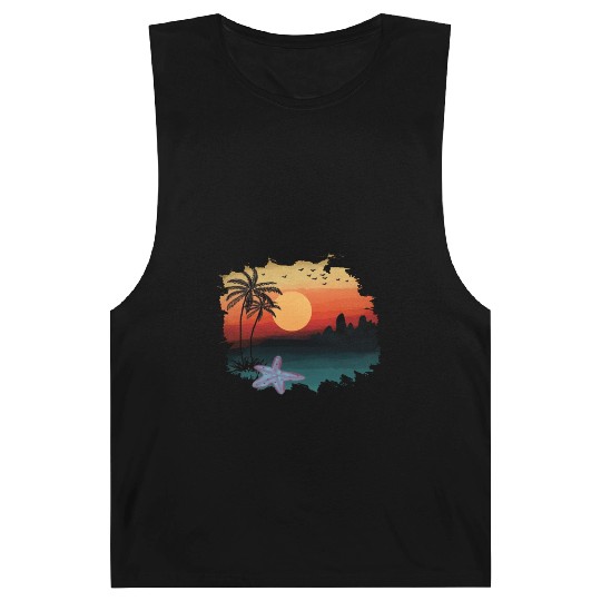 Beach Sunset Watercolor Design Sublimation Art 1 Barnard Tanks