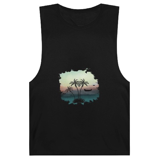 Beach Sunset Watercolor Design Sublimation Art 3 Barnard Tanks