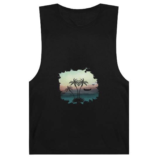 Beach Sunset Watercolor Design Sublimation Art 3 Barnard Tanks