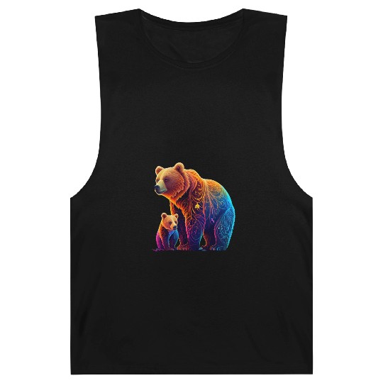 Mother Bear and Cub Sublimation Graphic Wild 3 Barnard Tanks