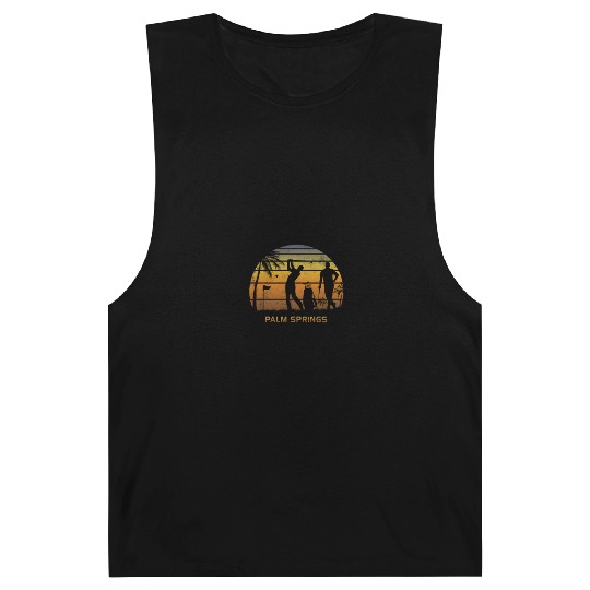 Retro Palm Springs Golf Golfing Fan Golfer Gift Barnard Tanks