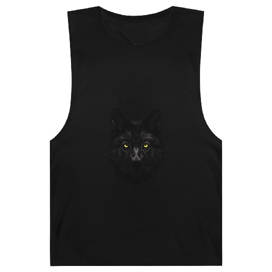 Golden Eyes Wolf Graphic Barnard Tanks