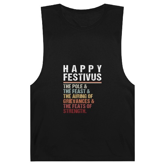 Happy Festivus Christmas Holiday Retro Vintage Barnard Tanks