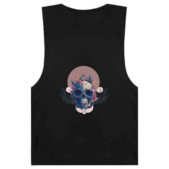 Dead Skull with Gothic floral rose flower gift Barnard Tanks