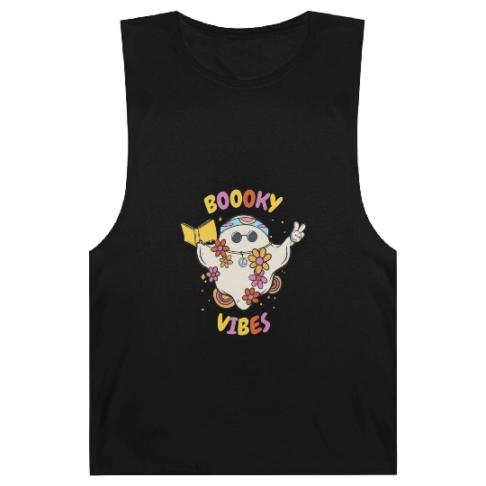 Reading Teacher Halloween Groovy Floral Ghost Barnard Tanks