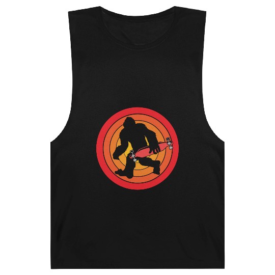 Funny Sasquatch Retro Bigfoot Longboarding Barnard Tanks