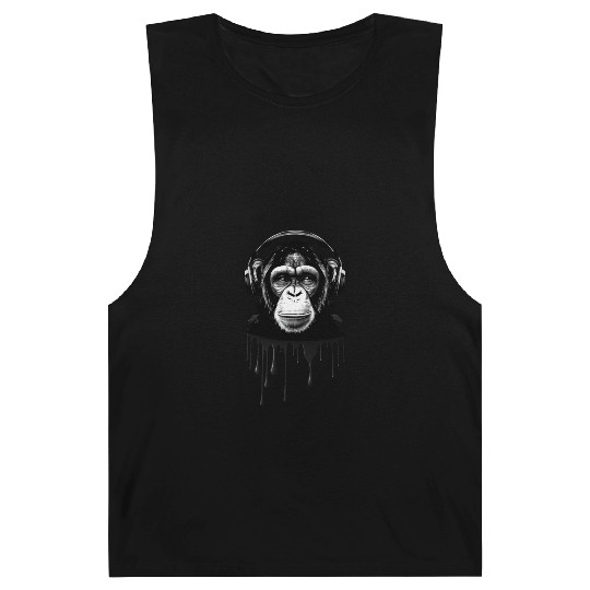 Chimpanzee with Headphones Monkey Music DJ Barnard Tanks