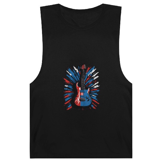 Electric guitar in Union Jack flag colors Barnard Tanks
