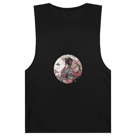 Beautiful Geisha Geiko Geigi Cherry Blossom Sakura Barnard Tanks