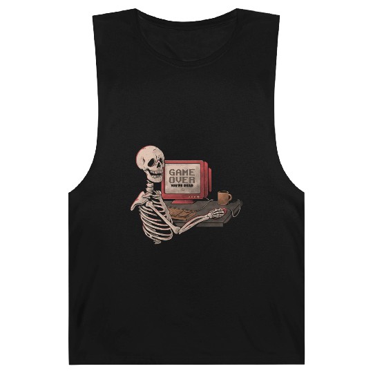 Game Over Skull Funny Geek Skeleton Gift Barnard Tanks