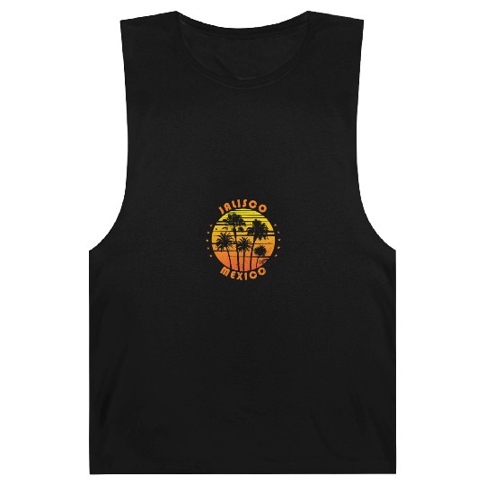 Retro Jalisco Mexico Souvenir Vintage Palm Tree Barnard Tanks