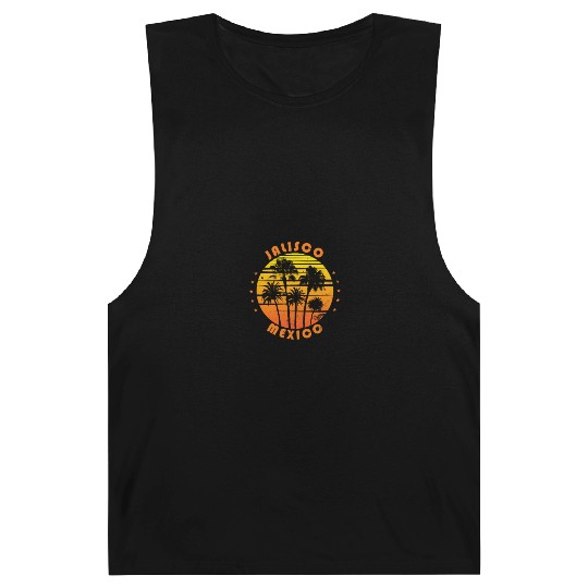 Retro Jalisco Mexico Souvenir Vintage Palm Tree Barnard Tanks