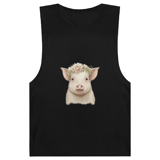 Piglet Flower Crown Pig Baby Floral Farm Animal Pe Barnard Tanks