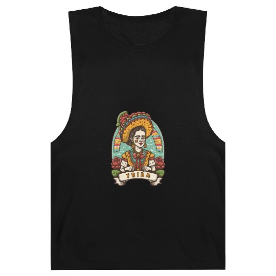 Frida Kahlo Floral Portrait Funny Cinco De Mayo Barnard Tanks