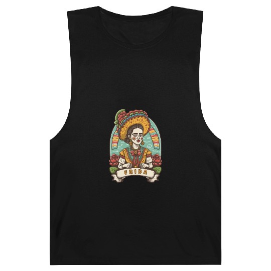 Frida Kahlo Floral Portrait Funny Cinco De Mayo Barnard Tanks