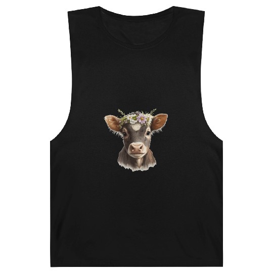 Calf Flower Crown Baby Cow Floral Farm Animal Pet Barnard Tanks